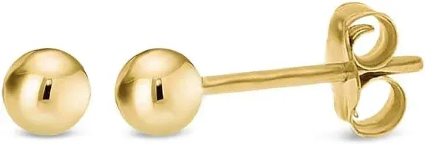 14k Gold Plated Sterling Silver Ball Bead Stud Earrings