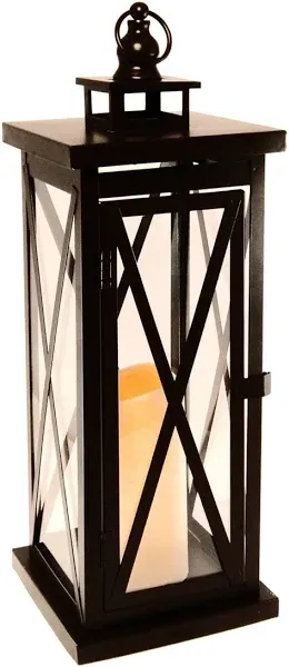 Copper Grove Long Point Black Criss Cross Metal Lantern