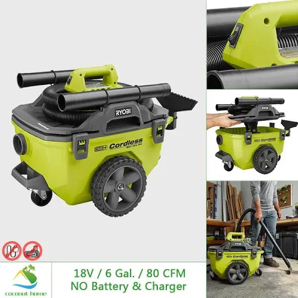 Ryobi ONE+ 18V 6 Gal. Cordless Wet/Dry Vacuum and