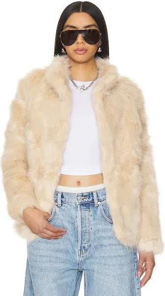 LIONESS Women's Bada Bing Faux Fur Coat in Beige