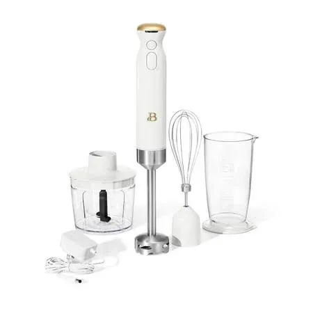 Beautiful 2-Speed Immersion Blender with Chopper &amp; Measuring Cup, White Icing