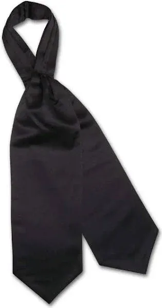 Vesuvio Napoli ASCOT Solid BLACK Color Cravat Mens Neck Tie