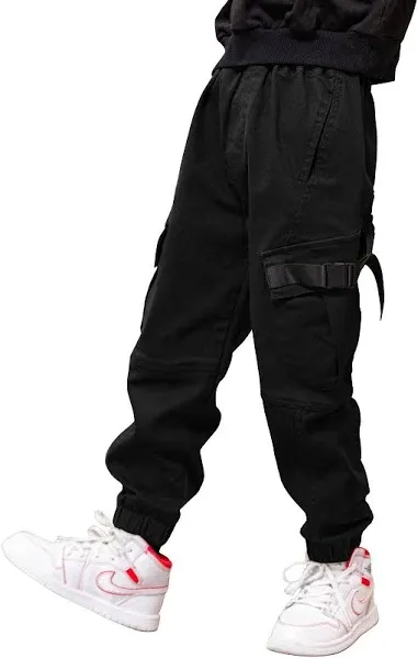 Boy&#039;s Multi Pocket Cargo Jogger Pants Kids Outdoor Sport Hiking Casual Trousers