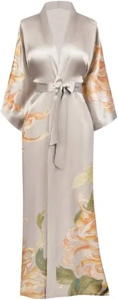 KIM+ONO Washable Silk Kiku Long Kimono Robe