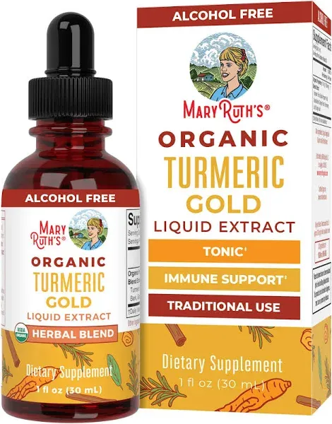 MaryRuth&#039;s Organic Turmeric Gold Herbal Blend Liquid Drops, 1oz.