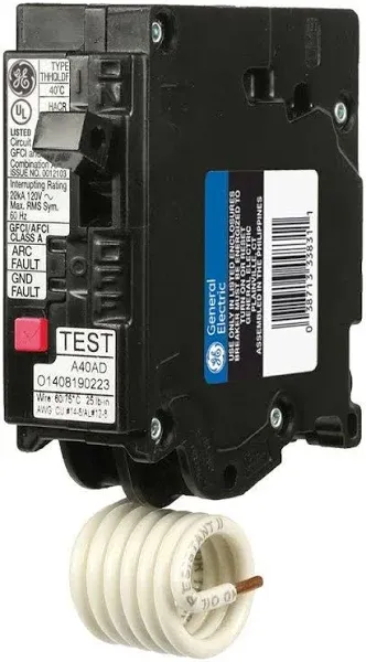 GE Q-Line 20 Amp Single-Pole Dual Function Arc Fault/GFCI Breaker THQL1120DFP