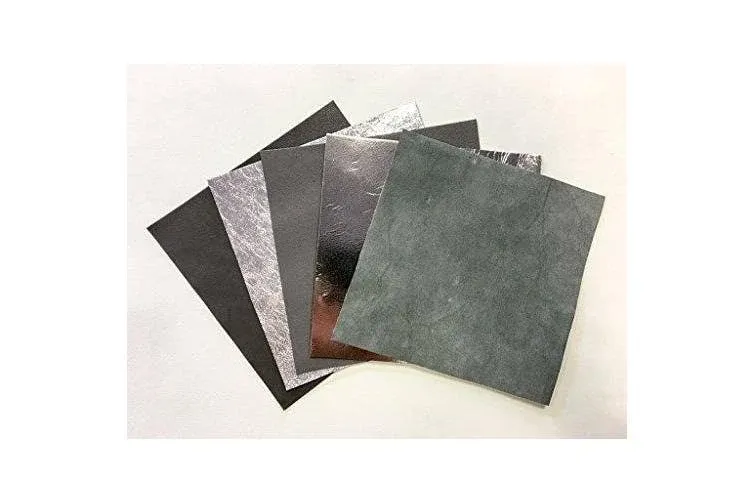 Gray Italian Leather for Crafts: Gray and Metallic Leather Sheets 5x5 in/~2oz