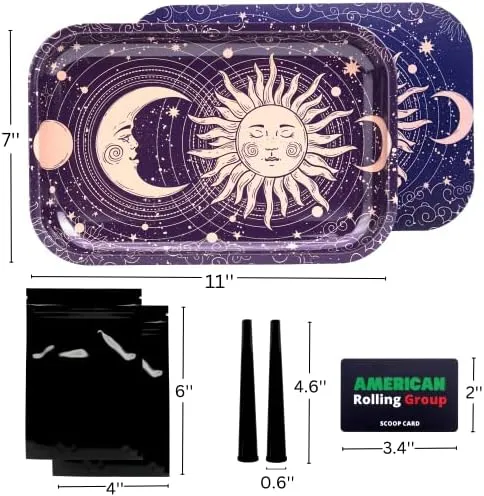 Sun Moon Rolling Tray with Magnetic Lid, 11&#039;&#039;x7&#039;&#039; - Large Storage W/ Lid 