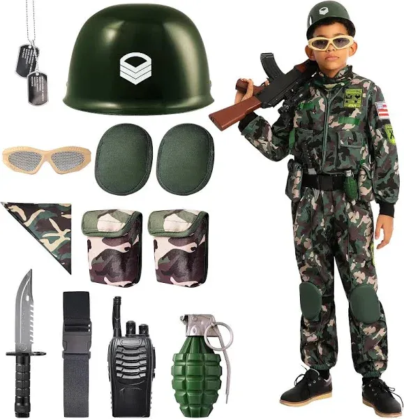 Spooktacular Creations Kids Army Special Forces Costume Camo Trooper Costume MED