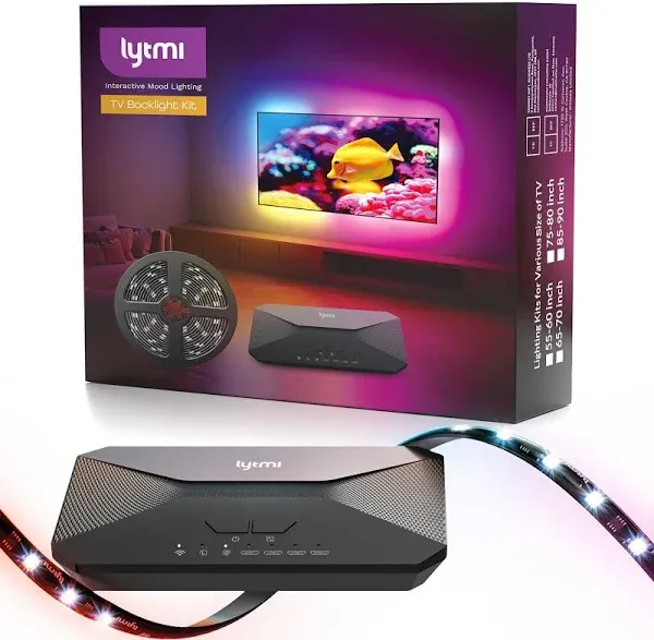 Lytmi Fantasy 3 TV Backlight Kit HDMI 2.1 with Sync Box Wi-Fi for 55~60 inch 8K 60Hz Color Lights Compatible Alexa & Google Assistant, App Control, Music RGB (Red, Green, Blue)