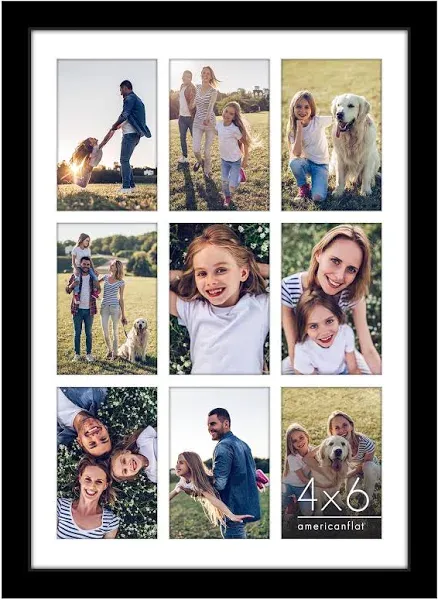 Americanflat 14x20 Collage Picture Frame with Polished Plexiglass - Fits Nine 4x6 Photos or One 14x20 Photo - Gallery Wall Frame Set - Signature Collection - Photo Frame for Wall Display – Black