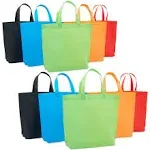 Juvale 10-Pack Gift Tote Bags - Non-Woven Fabric Party Favor Bags, Reusable Grocery Bags, 5 Colors, 14.86 x 12.5 Inches