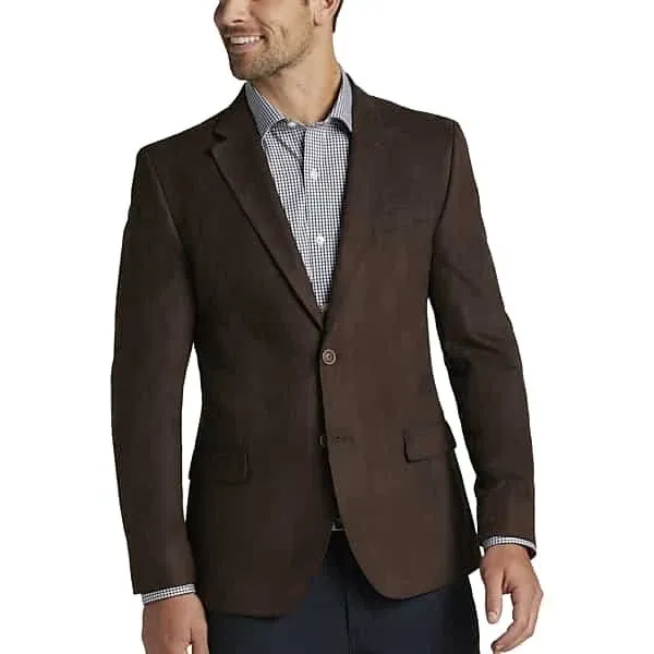 Nautica Mens Modern Fit MicroSuede Sport Coat Brown Solid - Size: 42 Regular