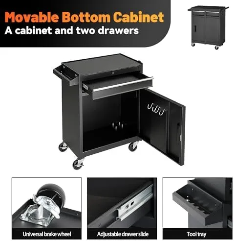 5-Drawer Rolling Tool Chest with Detachable Top, Tool Box, Liner, Universal Lockable Wheels