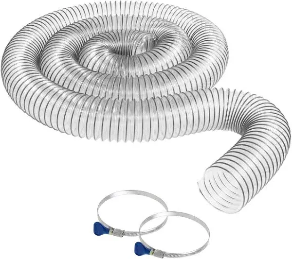 Diameter by 10 foot Long PVC Dust/Debris Collection Hose MADE IN THE USA with 2 each Turnkey Stainless Steel Hose Clamps