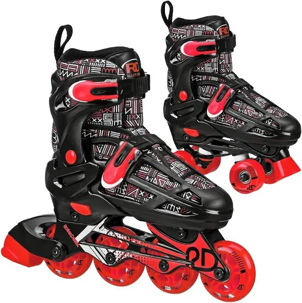 Roller Derby Caspian Kids' Adjustable Inline-Quad Combo Skates - Black (3-6)