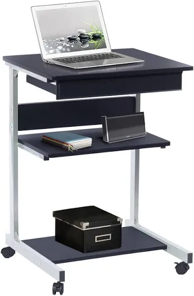 Rolling Laptop Cart w/ Storage Mobile Workstation Computer Desk Office Classroom