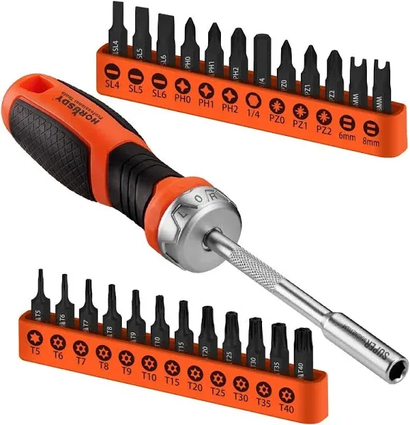 HORUSDY 25-Piece Security Torx Screwdriver Bit Set | T5-T40 One Size, Silver 