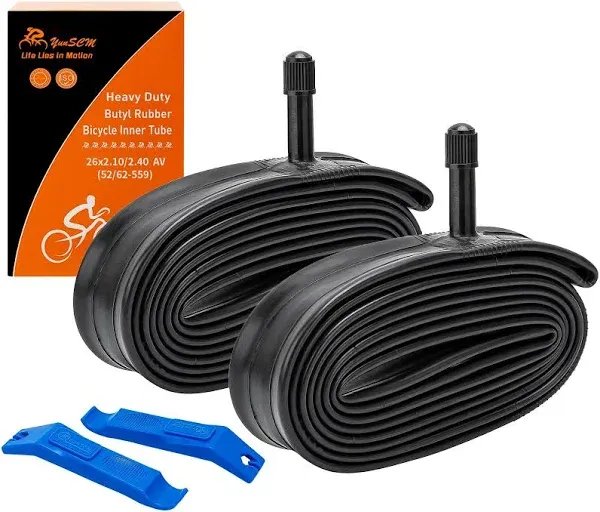 2-PCS 26&#034; Heavy Duty Bike Tubes 26X2.10/2.40 AV32mm Schrader Valve 26&#034; Heavy ...