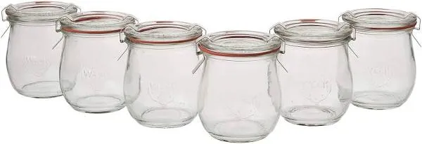 Weck Mini Tulip Jelly Jar with Glass Lids and 12 Clamps