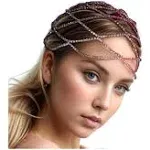 Stonefans Rhinestone Mesh Headpiece Cap Silver Roaring 20s Crystal Flapper Head Chain Bridal Party Hair Accessories for Women Girls