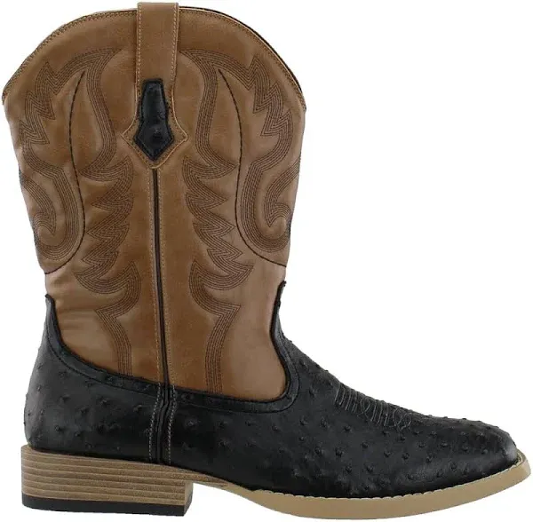 Roper Men's Black Faux Ostrich Western Boots