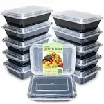 Enther Meal Prep Containers 12 Pack 1 Compartment Single Lids Food Sto