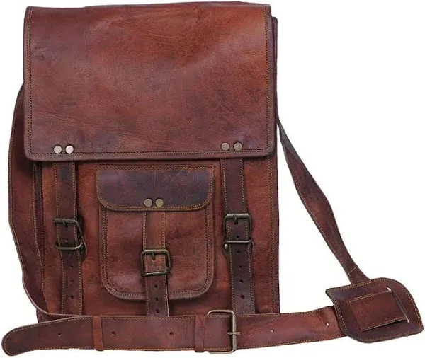 Leather 9" 11" Inch Sturdy Leather Ipad Messenger Satchel Bag || Unisex bag Handmade Leather Bag || front pocket Crossbody Shoulder Satchel Bags