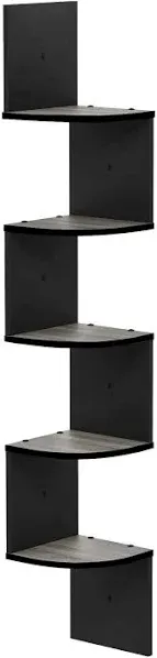 Rossi Wall Mount Floating Corner Shelf, 5-Tier Radial, Espresso