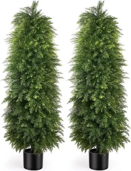 Yemmen 2 Pack 5ft Artificial Cedar Topiary Trees