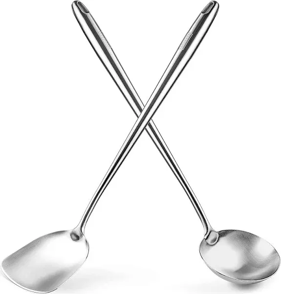 YOSUKATA 17 Wok Spatula and Ladle Set of 2 Heat-Resistant Wok Tools