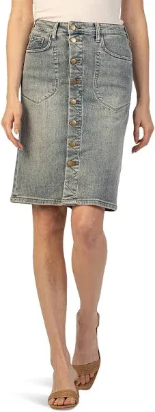 Kut from the Kloth Rose Button Front Denim Skirt