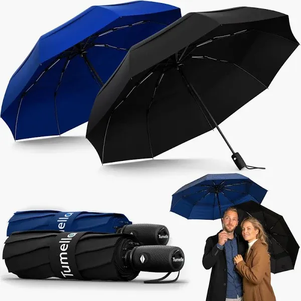 Tumella Strongest Windproof Travel Umbrella, Small Strong but Light Portable and Automatic Folding Rain Umbrella