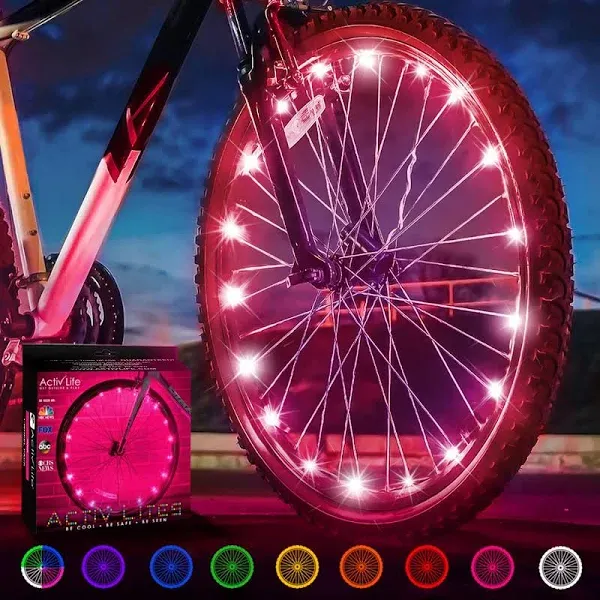 Bike Wheel Lights (1 Tire, Pink) Top Summer Presents for Girls 3 Year Old + T...