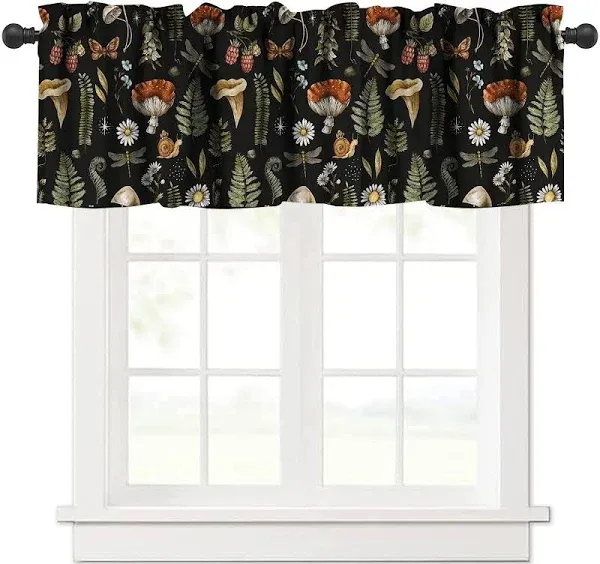 Mushroom Window Valancevintage Woodland Vanilla Print Decorative Curtains Valanc