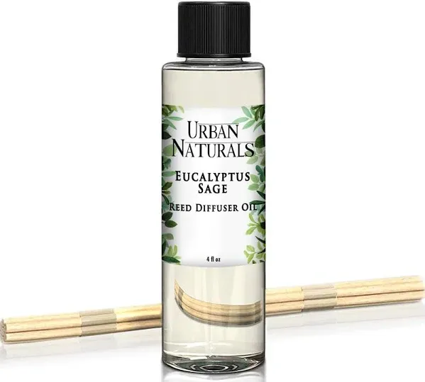 Urban Naturals Eucalyptus & Sage Oil Reed Diffuser Refill | Eucalyptus, Sage, Mint, Lime and Cedarwood| Includes A Free