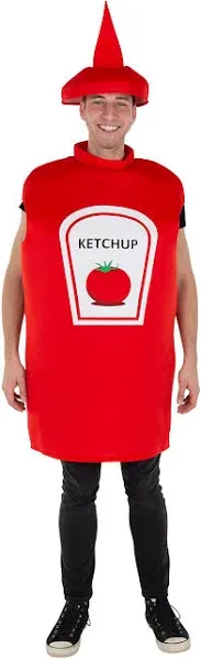 Dress-Up-America Ketchup Bottle Costume - Tomato Ketchup Unisex Dress Up - Kids and Adult Sizes (Adult)