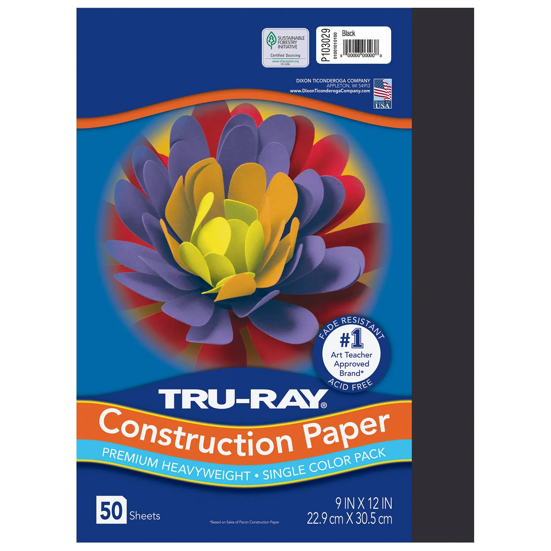 Tru-ray Construction Paper, 76lb, 9 X 12, Black, 50/pack