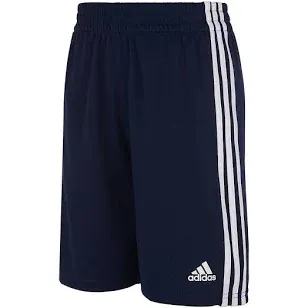 adidas Shorts Boys XS 7 Black 3 Stripe Pockets Elastic Waistband Drawcord Active