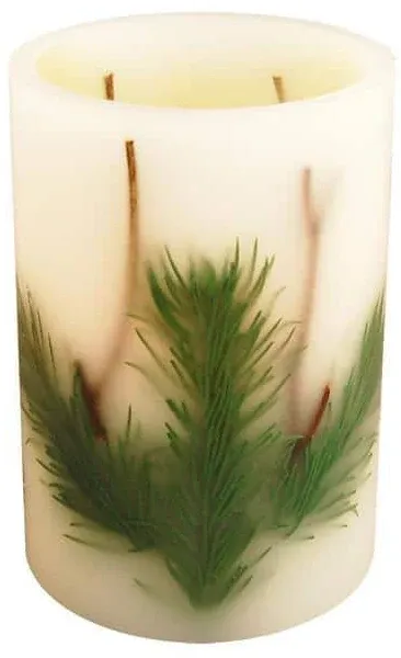 LumaBase Battery Operated LED Wax Candle Pine Needle- 1ct