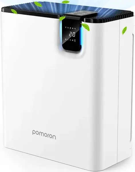 POMORON Air Purifiers for Home Large Room Up to 2500Ft² with Air Quality Sensor&Auto Mode, UV Light, H13 HEPA Air Purifiers Filter 99.97% of Pollen Allergies Smoke Pet Dander for Bedroom, White