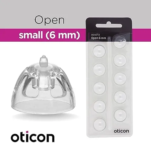 Genuine Oticon Hearing Aid Domes Minifit Open 10mm (0.39 inches - Large), Oti...