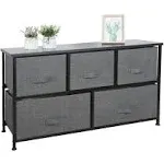 SUPER DEAL 5 Drawer Fabric Dresser Chests of Drawers, Wide Storage Tower Heav...