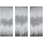 Madison Park - Luminous Heavily Embellished 3-Piece Canvas Wall Art Set - Grey