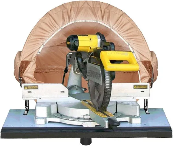 Lighted Dust Solution for Miter Saws, Wood Work Shop Vacuum System, Accessory Holes, Come with Storage Bag Khaki - 50" L x 30" W x 40" H