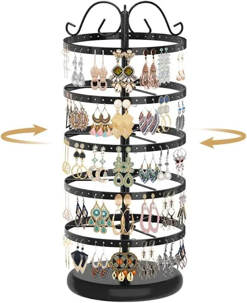 MODOWEY 5 Tiers Metal Rotating Earring Holder Organizer