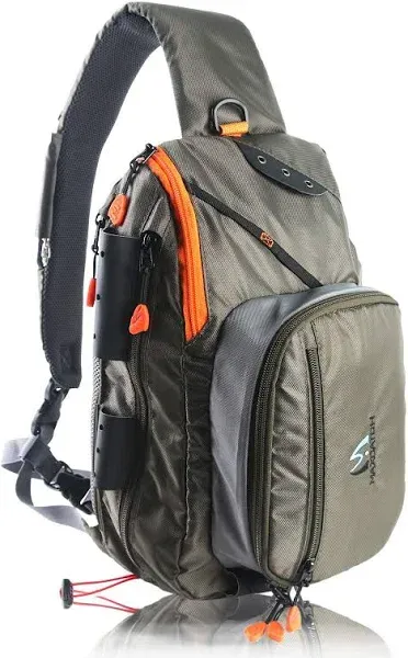 Maxcatch Fly Fishing Sling Pack Tackle Storage Shoulder Bag with Rod Holder