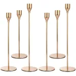 Anndason Set of 6 Pink Gold Candlestick Holders Pink Gold Candle Holder Taper Candle Holders Candle Holders Decorative Candlestick Holder for Home