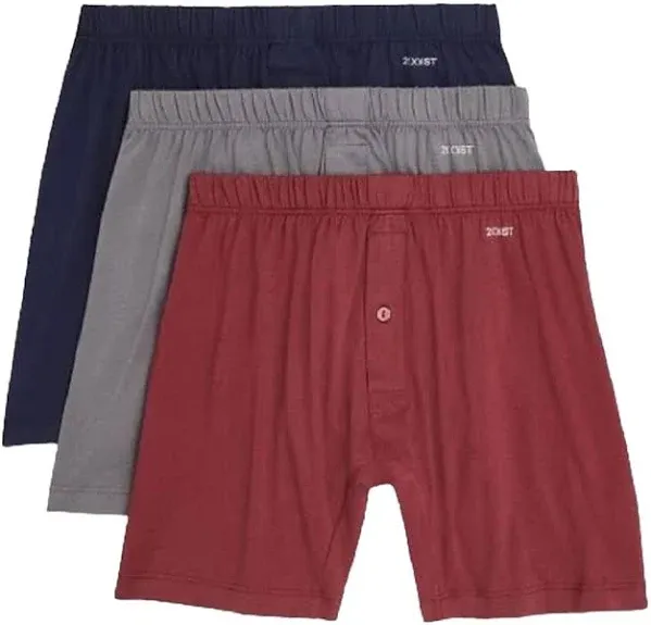 2(X)ist Men's Pima Cotton Knit Boxer Underwear 3-Pack