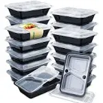 Enther 36oz Meal Prep Containers 20 Pack 3 Compartment with Removable Insert Tray 2 Tier Food Storage Bento Box with Lid, BPA Free Reusable Lunch Box